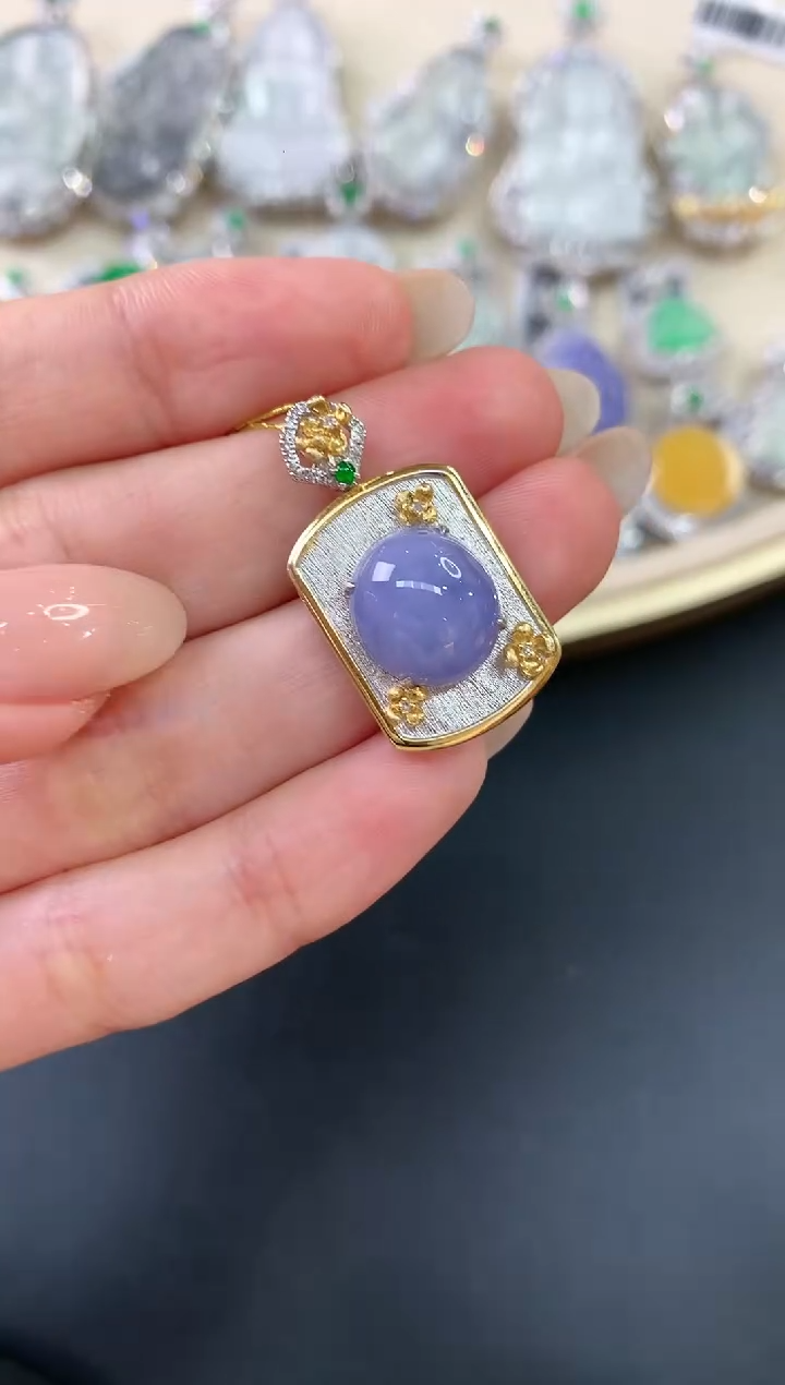 【闪购商品】翡翠吊坠(不含链)18K金镶嵌A698|5800