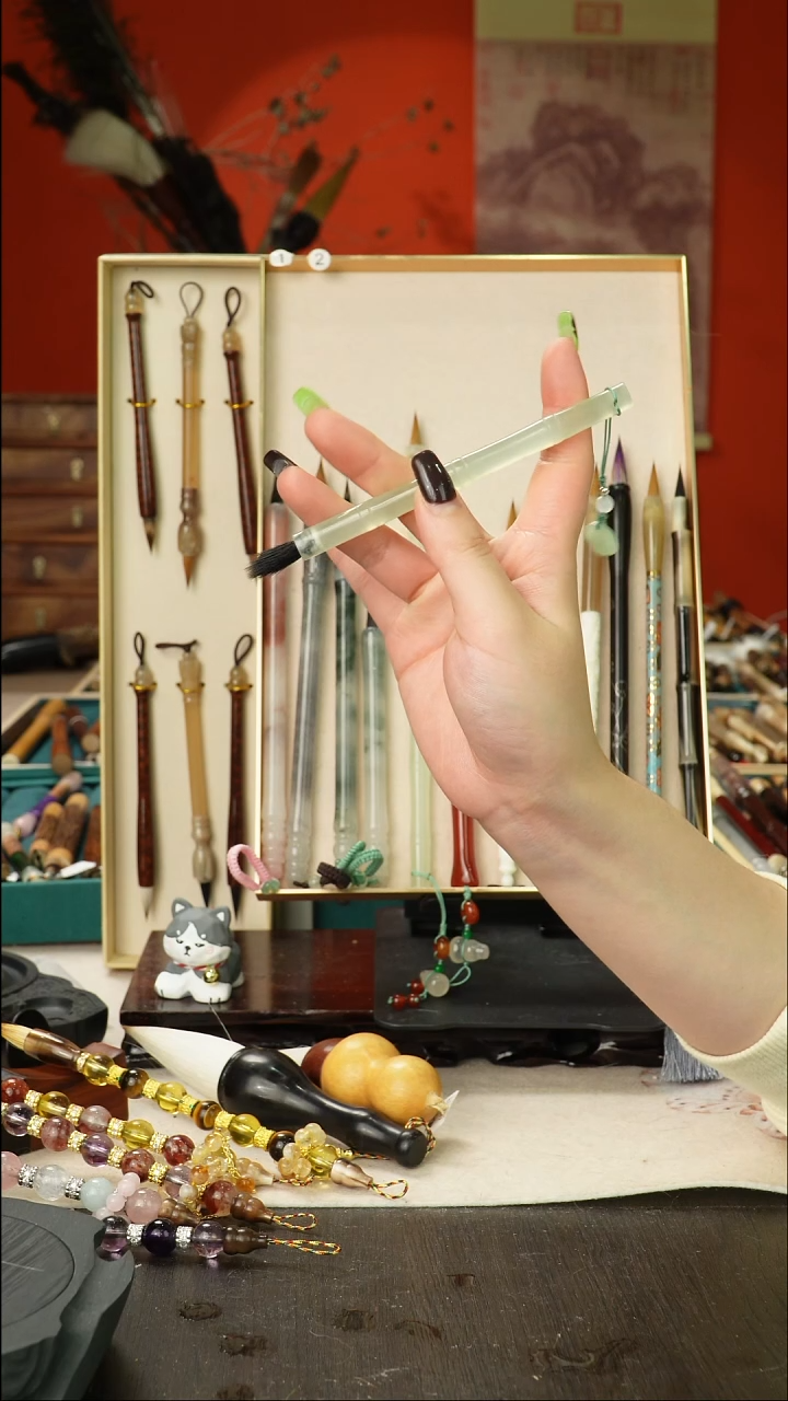 60号孤品高货毛笔链接 清水试笔 蘸墨不退