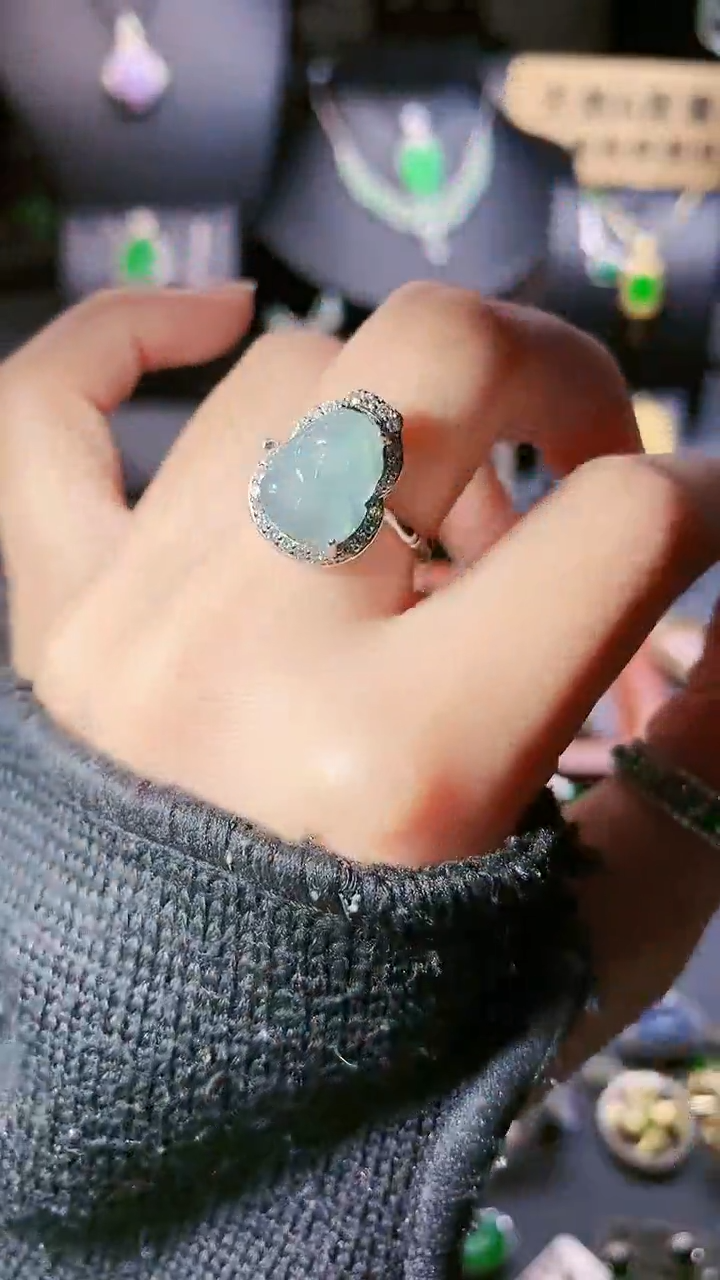 【闪购商品】翡翠戒指银S925镶嵌戒指