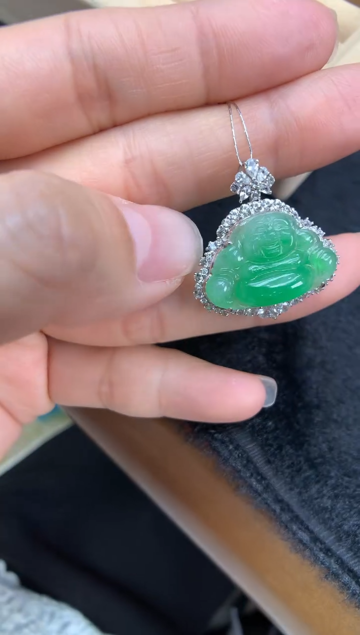 【闪购商品】翡翠颈饰18K金镶嵌佛公