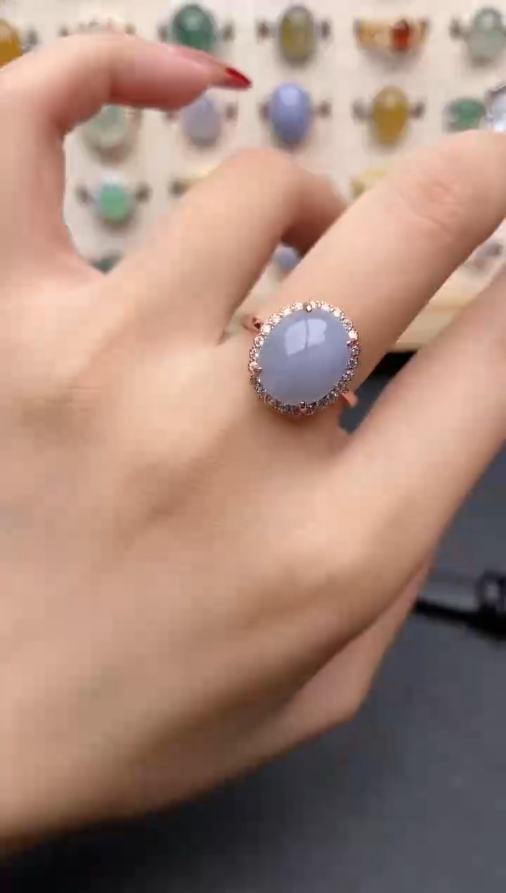 【闪购商品】翡翠戒指银S925镶嵌一物一证一礼盒