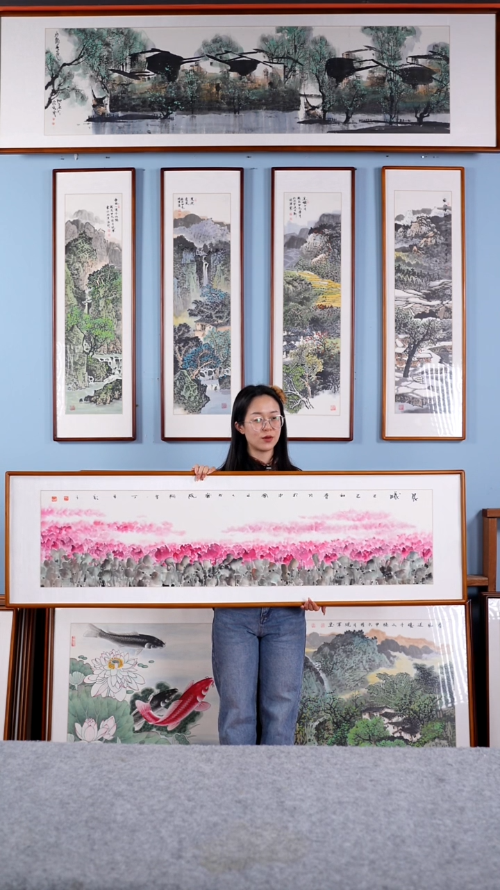 【闪购商品】国画阿里丁《晨曦》含框162*47