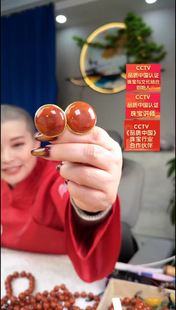 【闪购商品】南红玛瑙耳饰银S925镶嵌耳环