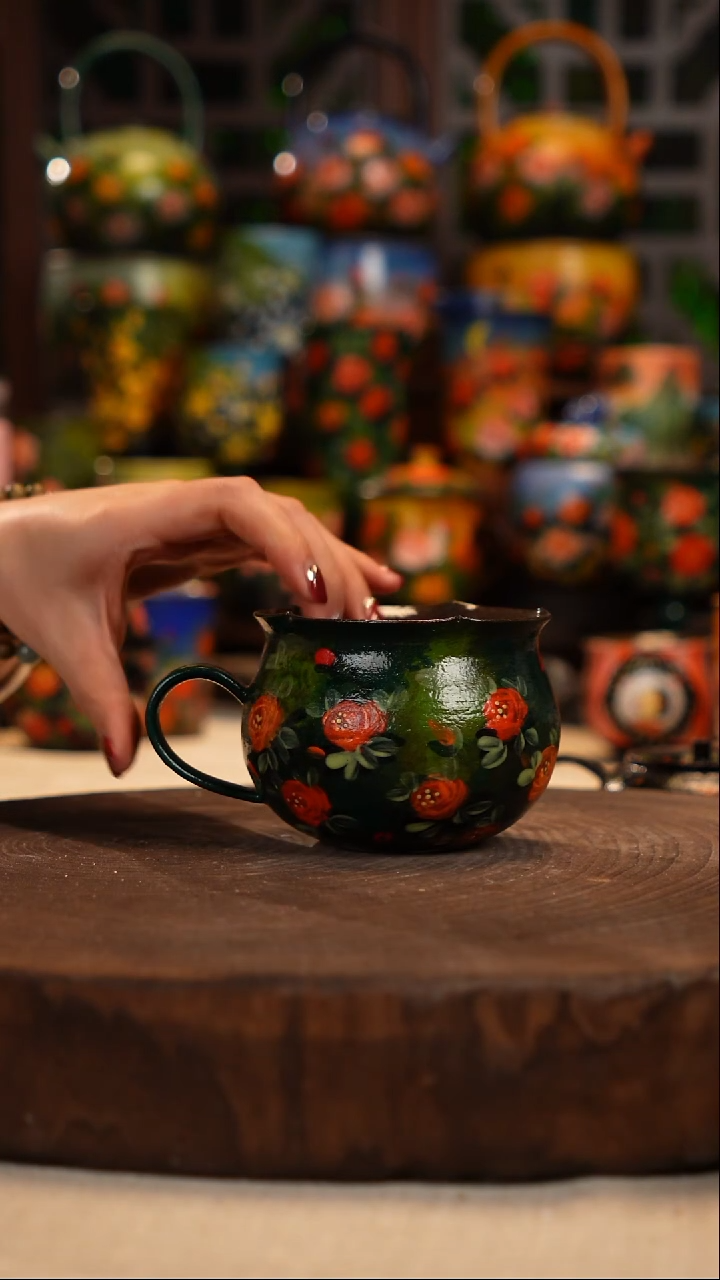 紫砂 油画釉下彩手绘
