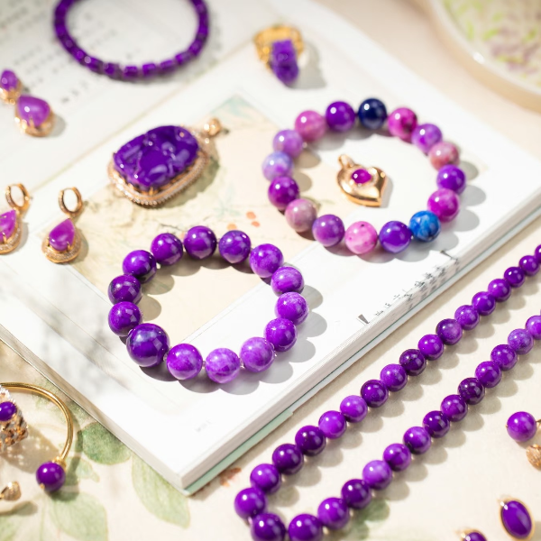  天然正品精品老料舒俱来皇家紫帝王紫樱花蛋花手链手串手镯