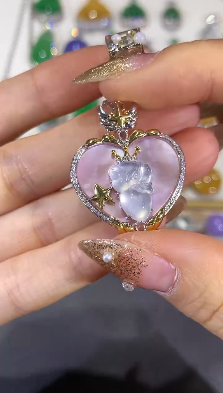 翡翠18K金镶嵌吊坠(不含链)团购36