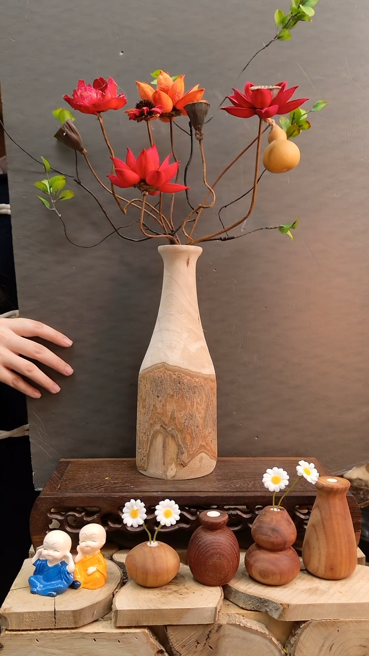 木实木花瓶含一套