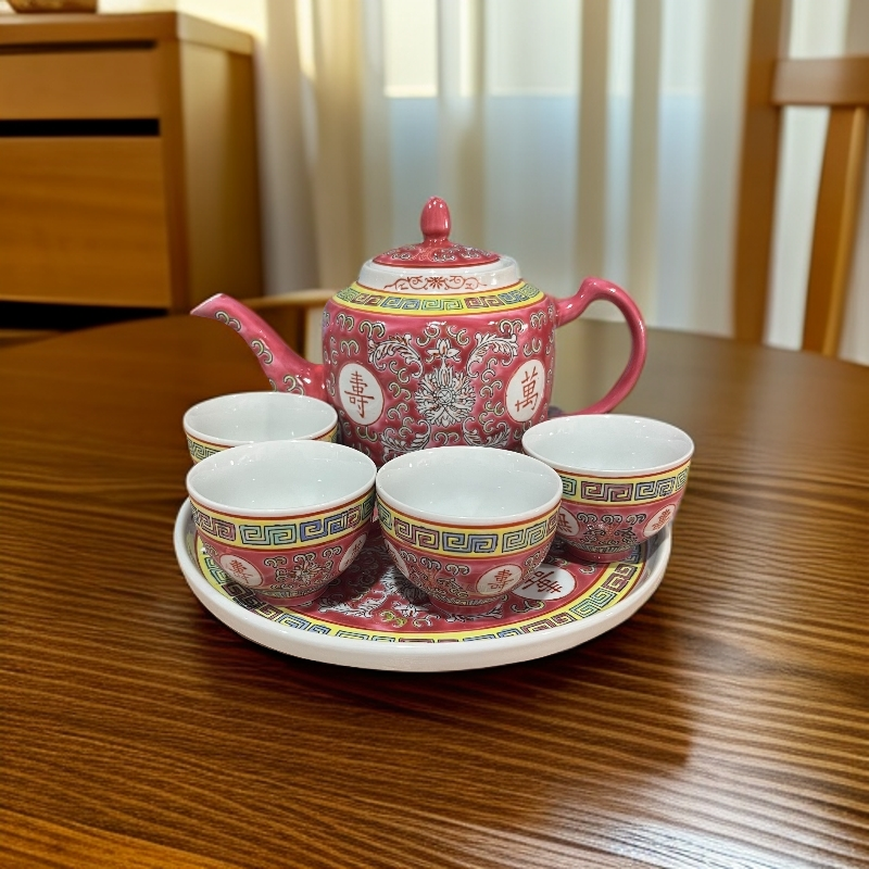 JJW-FG-A578玫红万寿无疆茶具套组