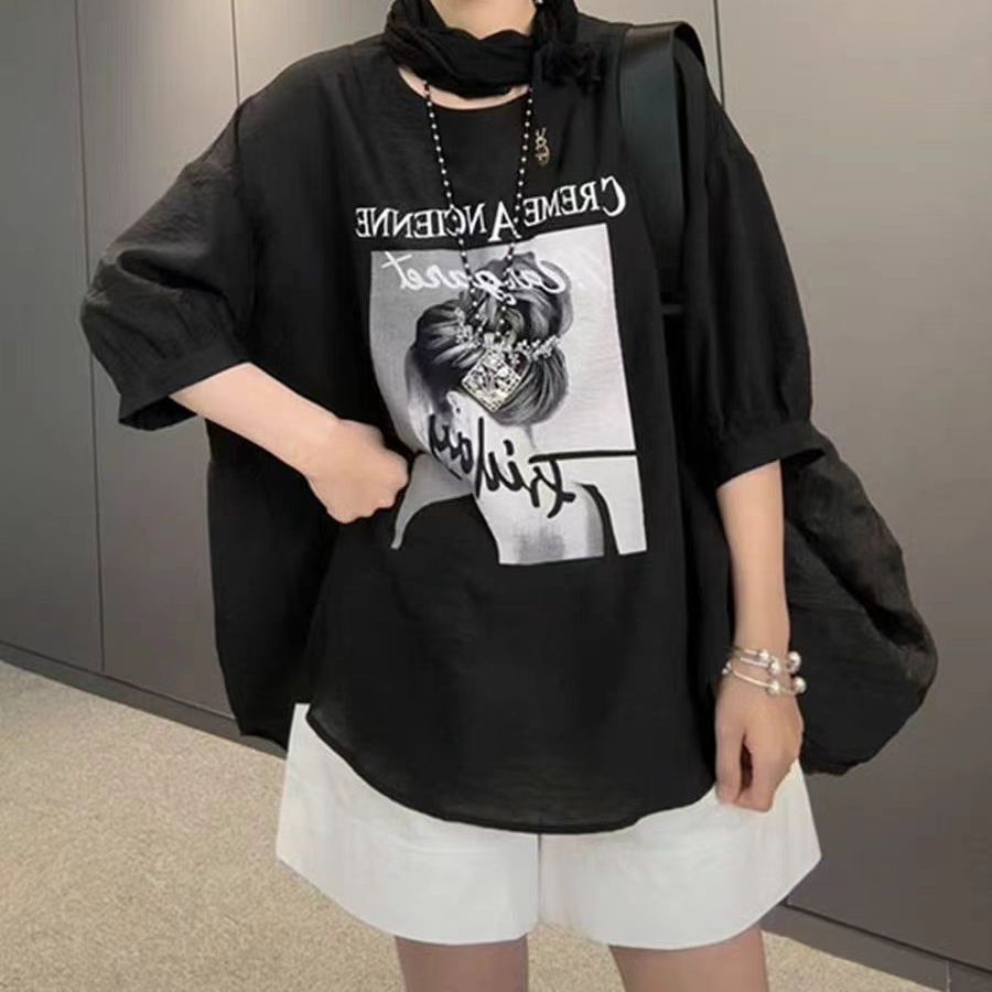  【彤彤家】3288#美女图半袖上衣L/884