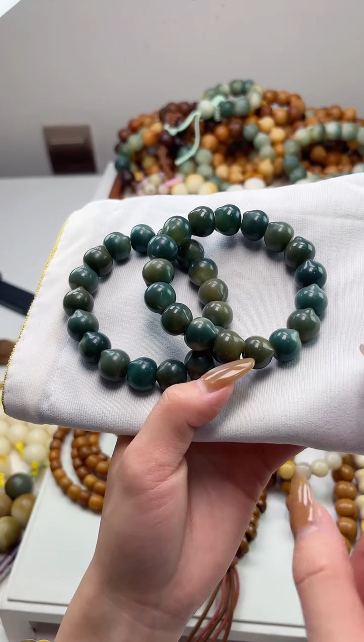 手串菩提根/象牙果沐d35紫美人玉化猫猫头14mm手串