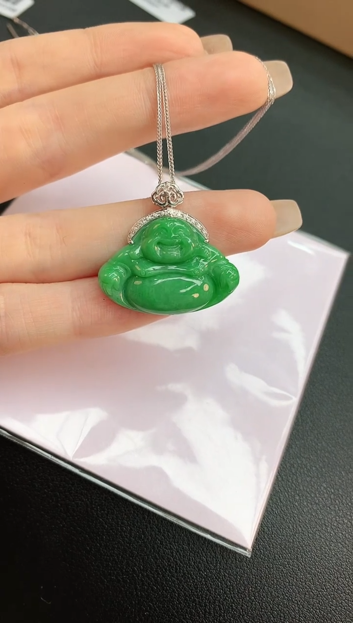 【闪购商品】翡翠颈饰18K金镶嵌赠礼盒证书 珍珍