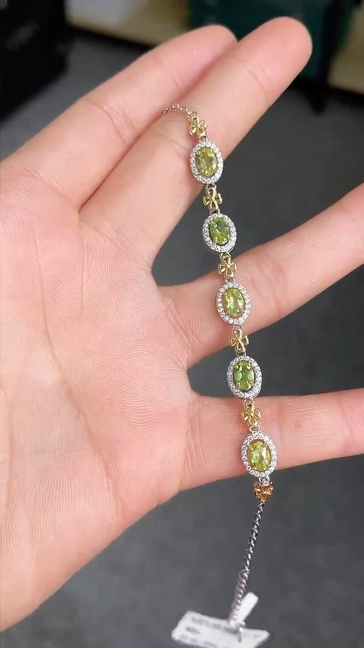 【闪购商品】橄榄石手链银S925镶嵌手链