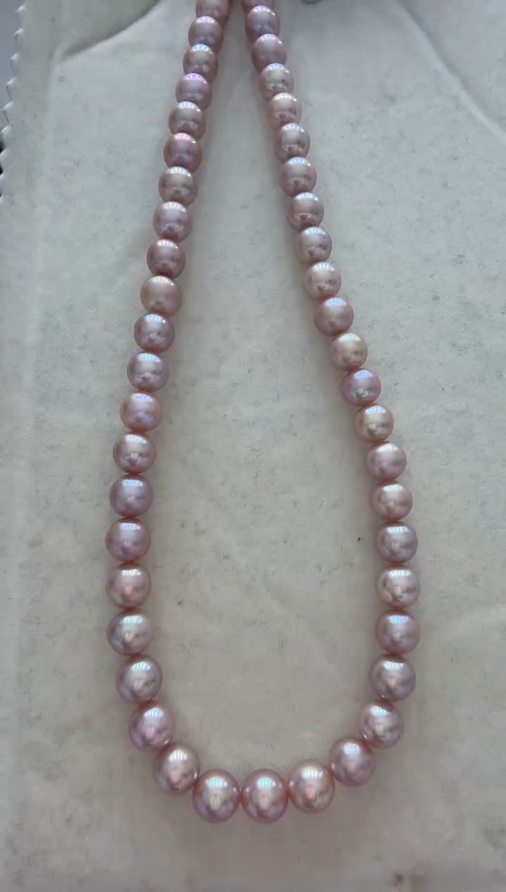 颈饰银S925镶嵌淡水珍珠干枯玫瑰 无核 7.3-8.3