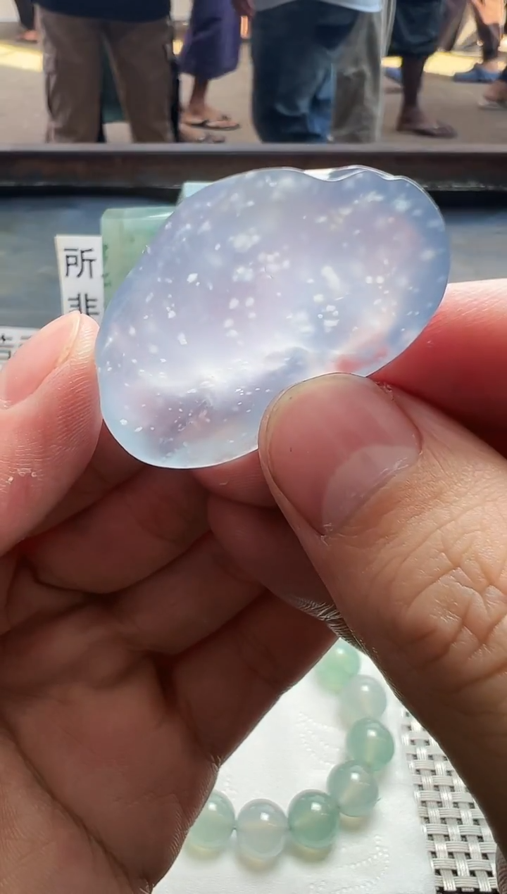 未镶嵌定制翡翠天然缅甸A货翡翠蓝紫底雪花棉高冰波