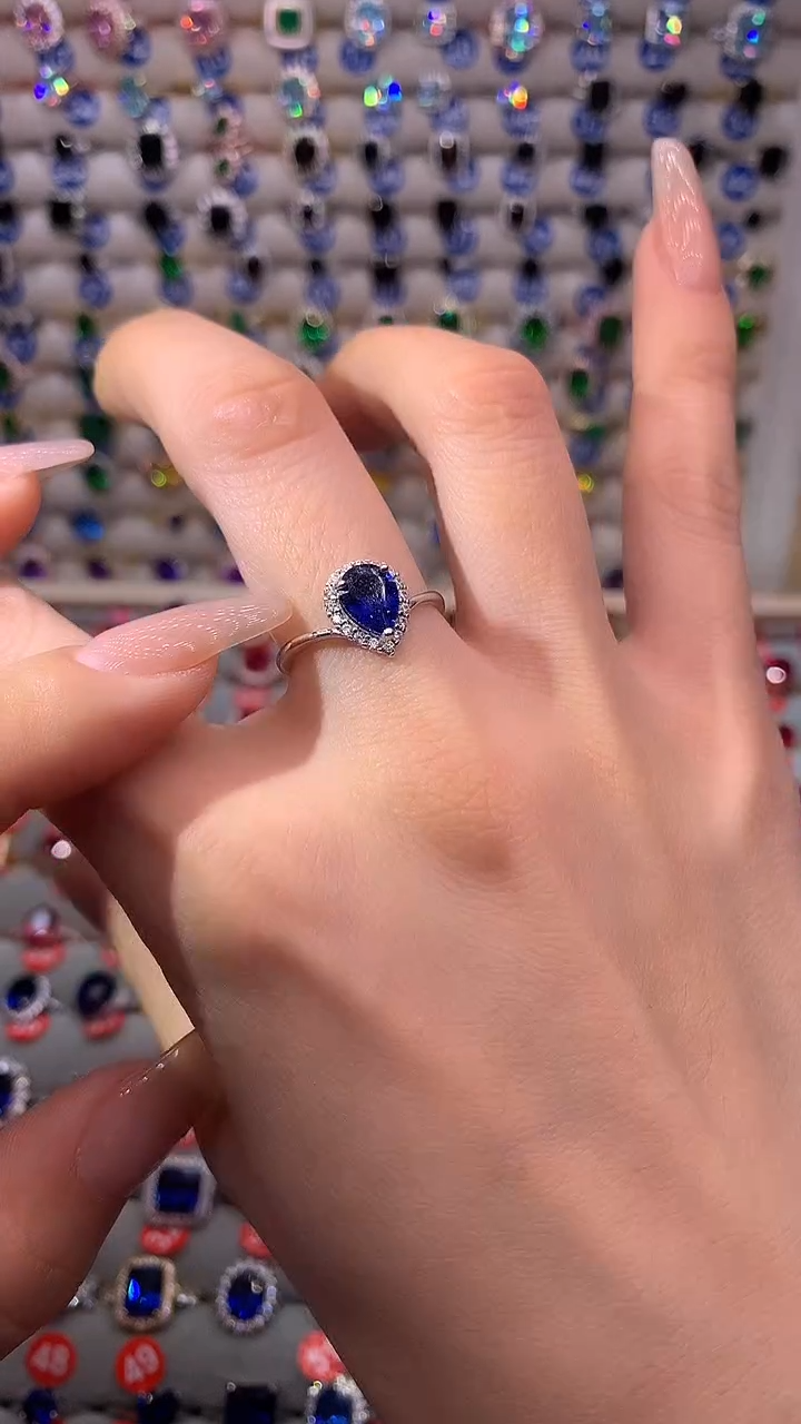 【闪购商品】蓝宝石戒指银S925镶嵌11111