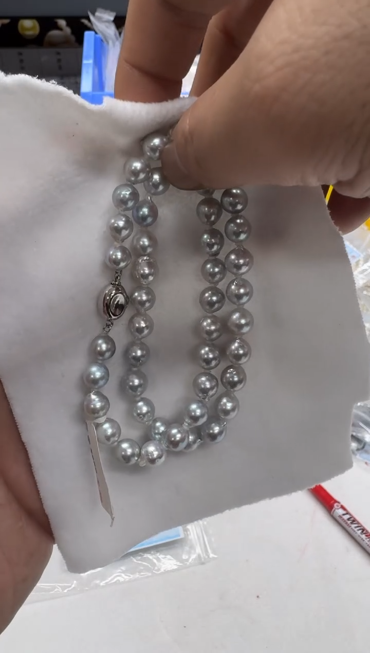 【闪购商品】海水珍珠项链银S925镶嵌8-9mm 真多麻