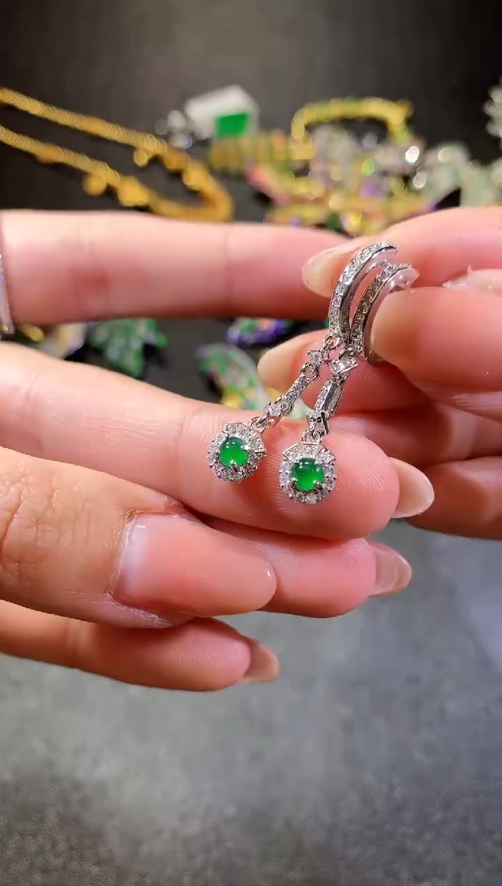 【闪购商品】翡翠耳饰银S925镶嵌210耳饰（多样性发货一件