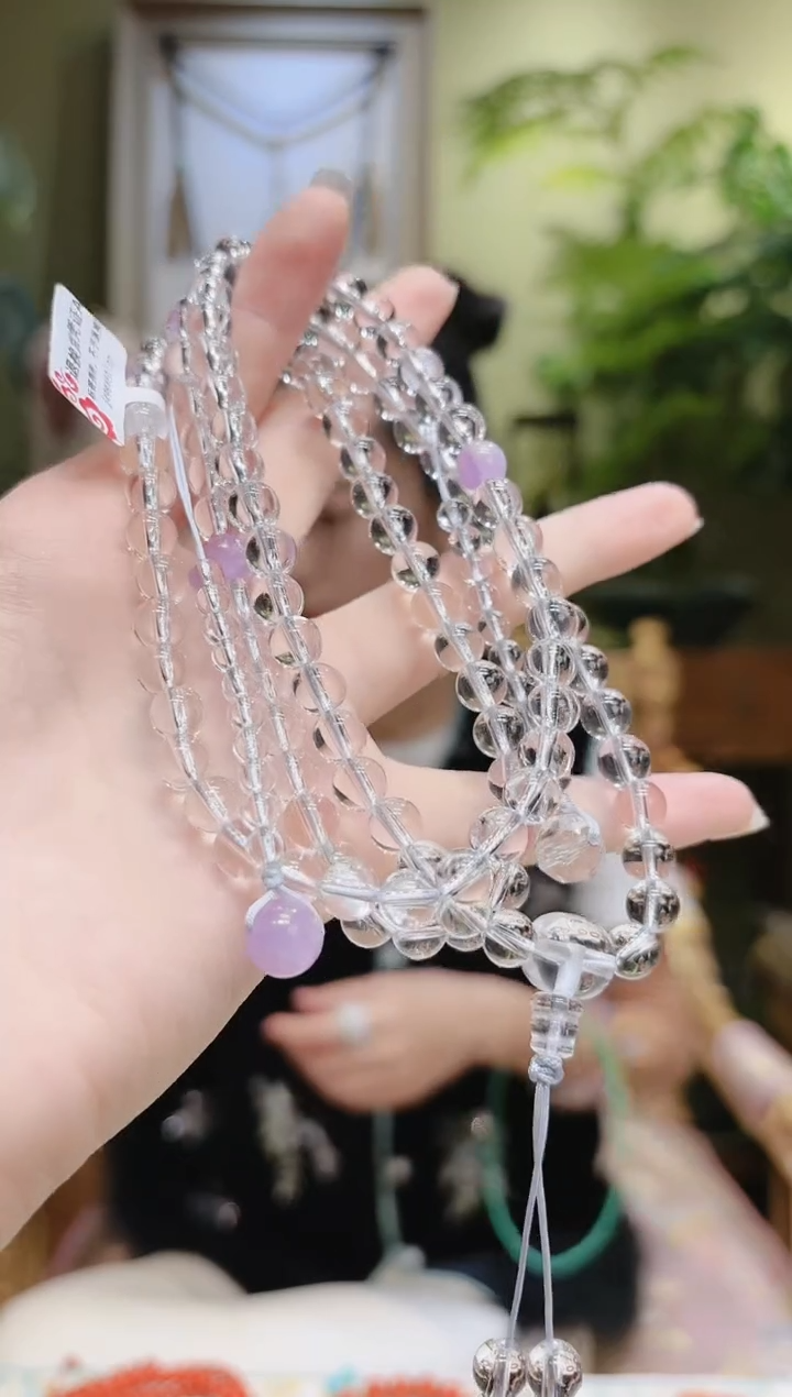 【闪购商品】水晶项链未镶嵌紫珠白水晶项链108