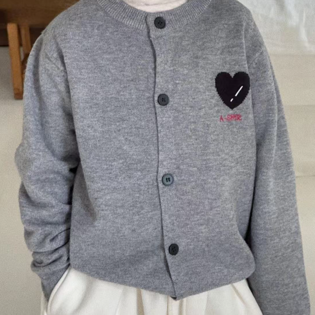 2025韩版针织时尚百搭拉链开衫洋气休闲男女宝毛衣外套