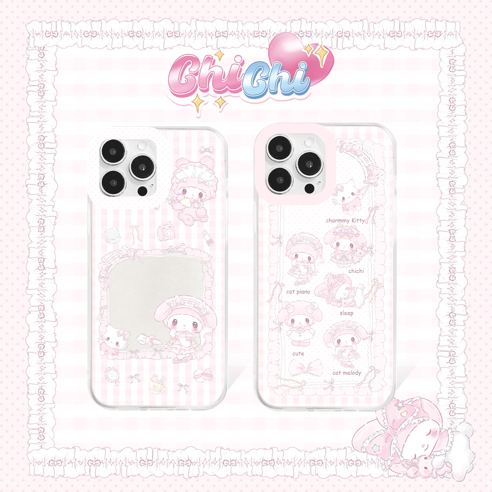 chichi【两个双层IMD＋小挂饰】适用于苹果系列手机壳可爱卡通ins