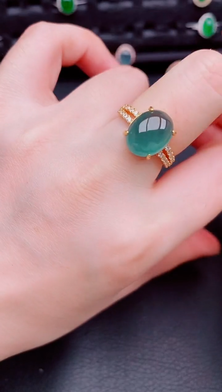 【闪购商品】翡翠戒指银S925镶嵌天然a货翡翠232