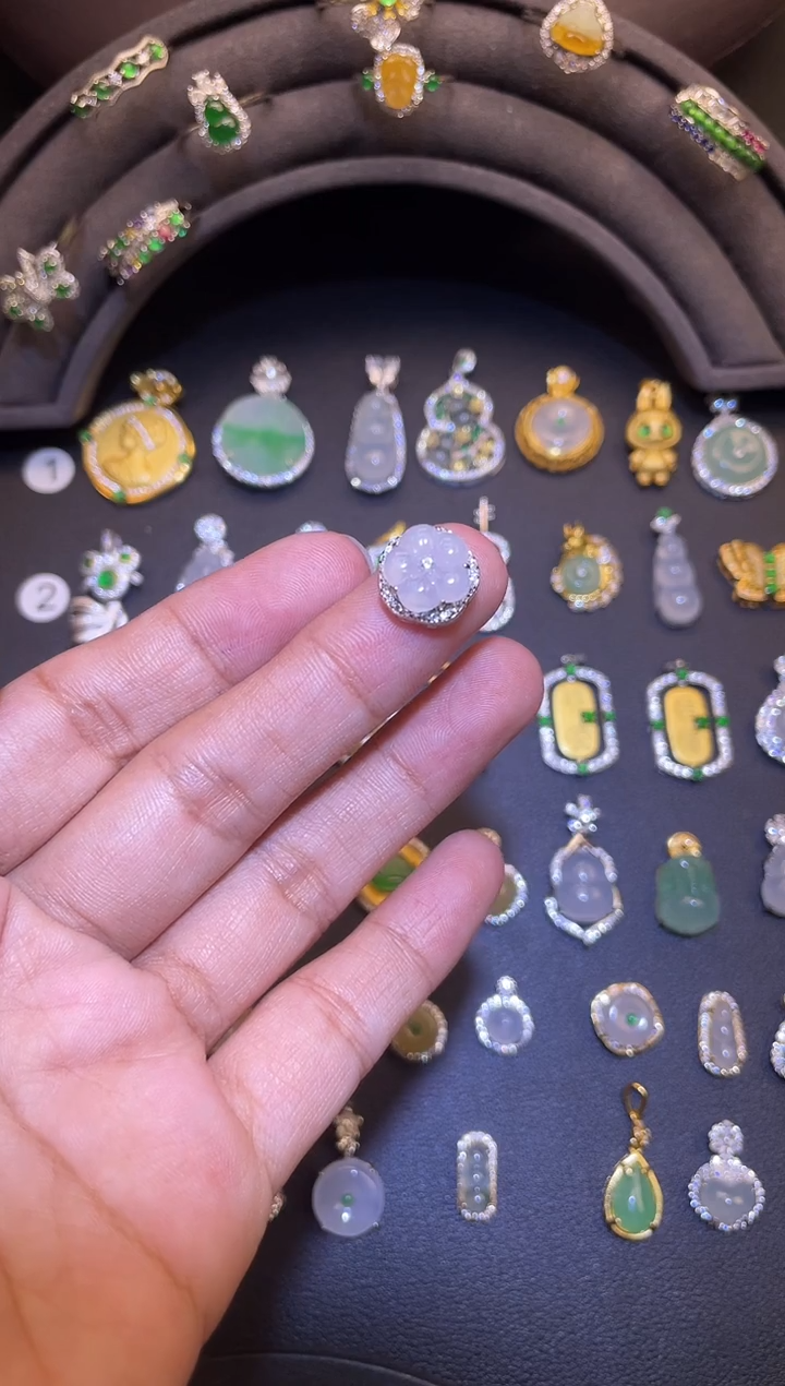 吊坠(不含链)银S925镶嵌翡翠1