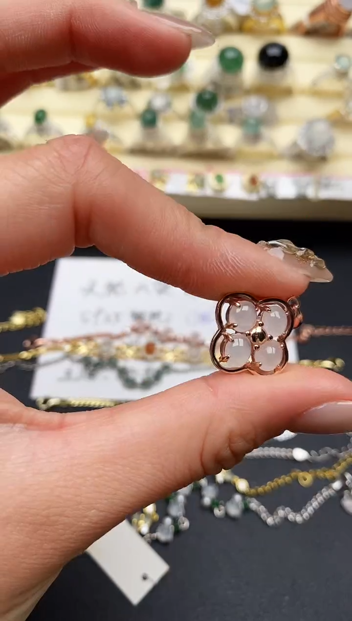 【闪购商品】翡翠颈饰银S925镶嵌缅甸翡翠4   4+5