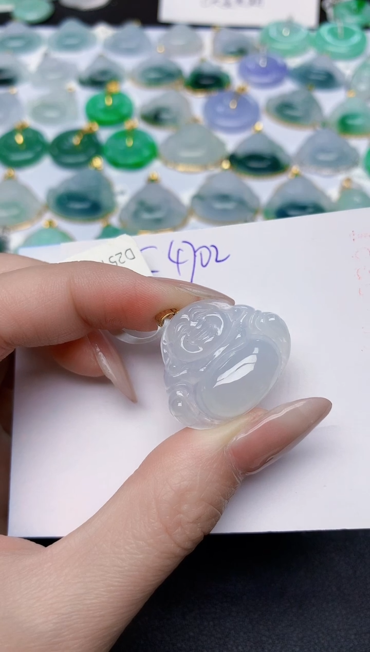 颈饰18K金镶嵌翡翠天然缅甸A货翡翠百元以上9元证书费自理