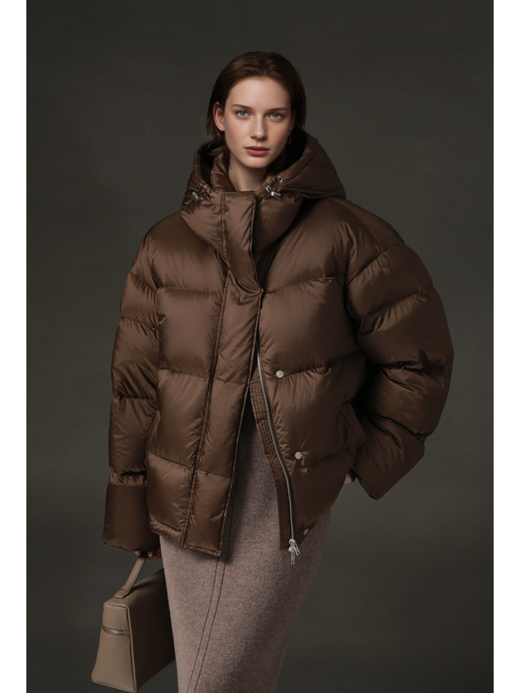 MEILI-金属感黑科技加厚潮牌面包羽绒服大朵鹅绒服外套PI24E0090