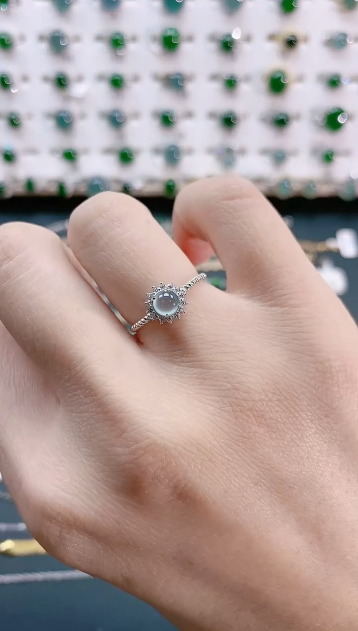 【闪购商品】翡翠戒指银S925镶嵌天然翡翠