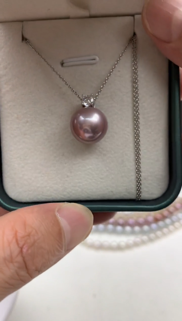 未镶嵌ff淡水珍珠紫珠吊坠（赠链）12~13mm