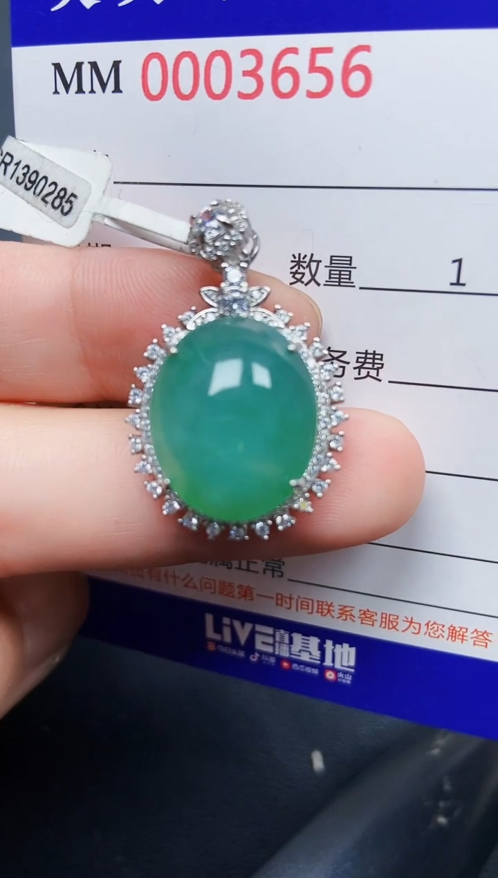 翡翠银S925镶嵌颈饰3656