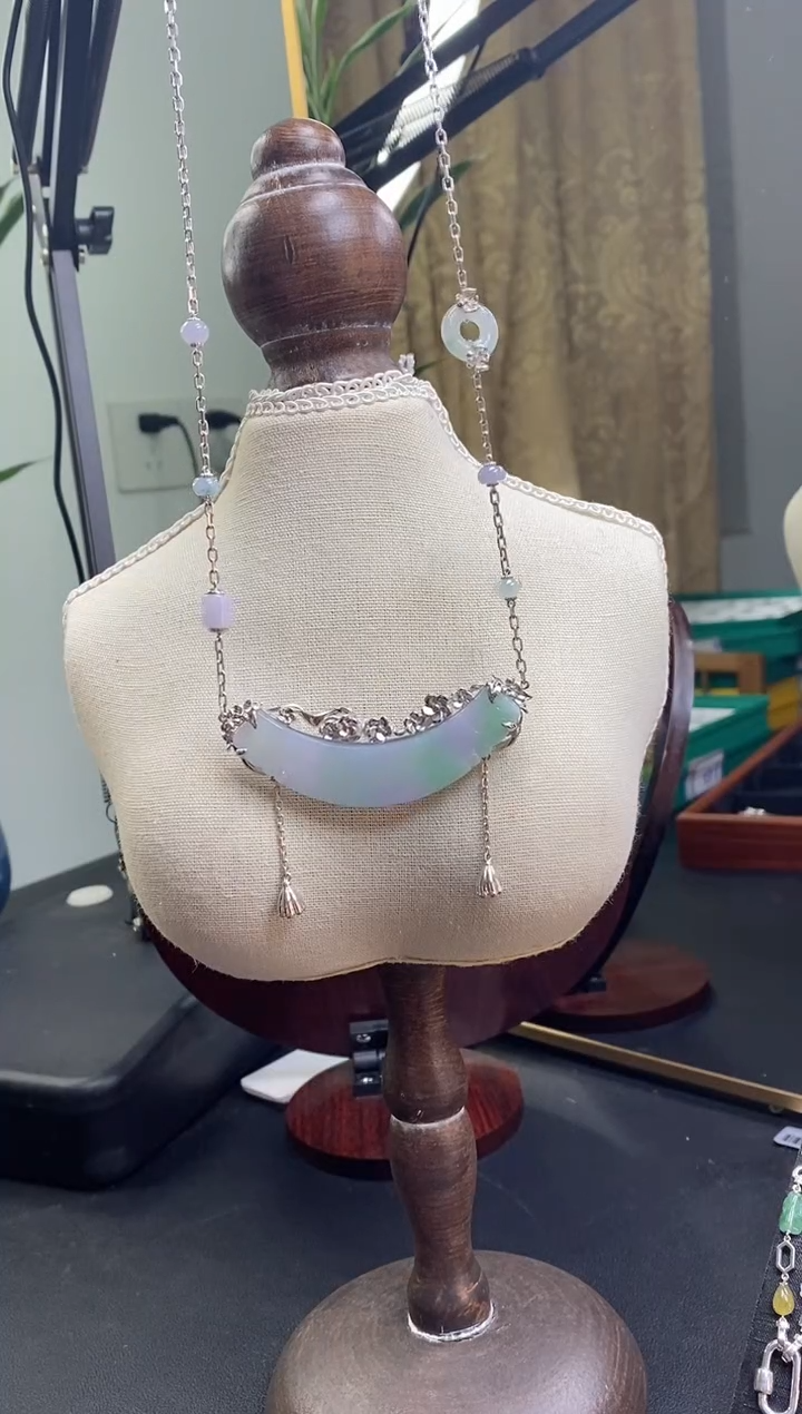 颈饰银S925镶嵌翡翠16053