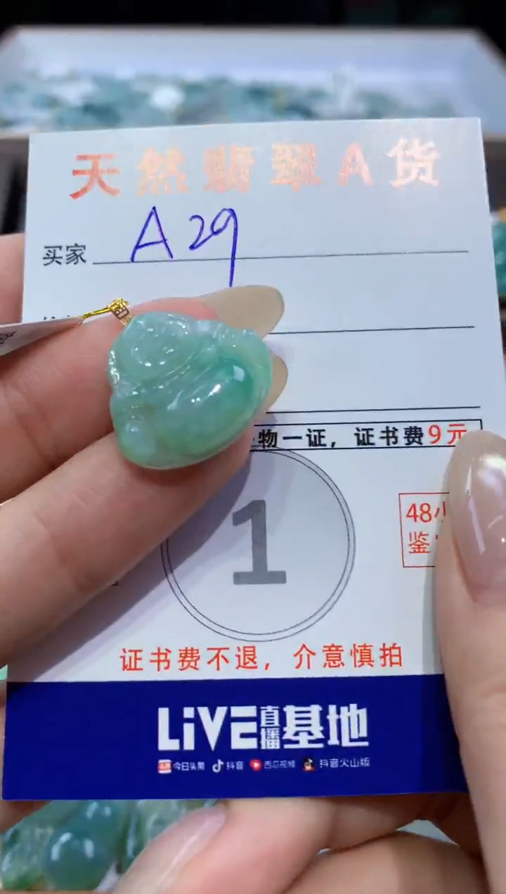 颈饰18K金镶嵌翡翠天然翡翠A货挂件