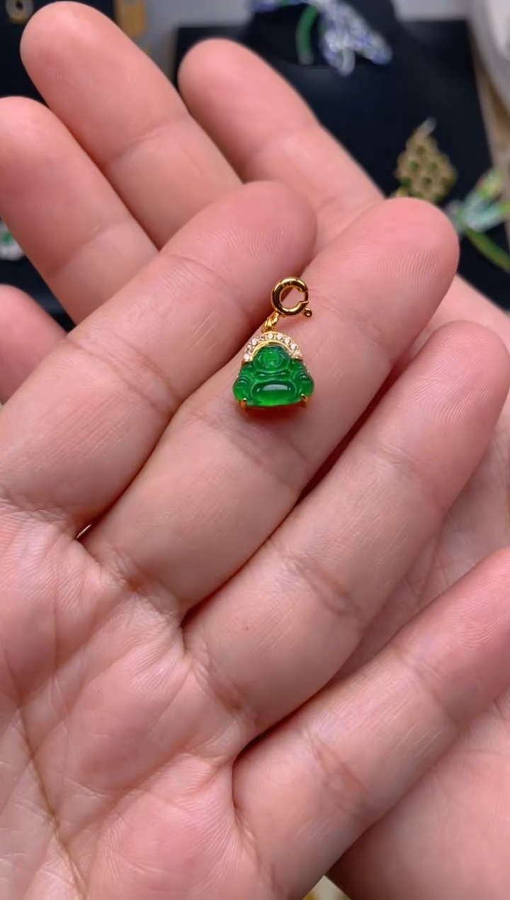 【闪购商品】翡翠吊坠(不含链)银S925镶嵌佛公