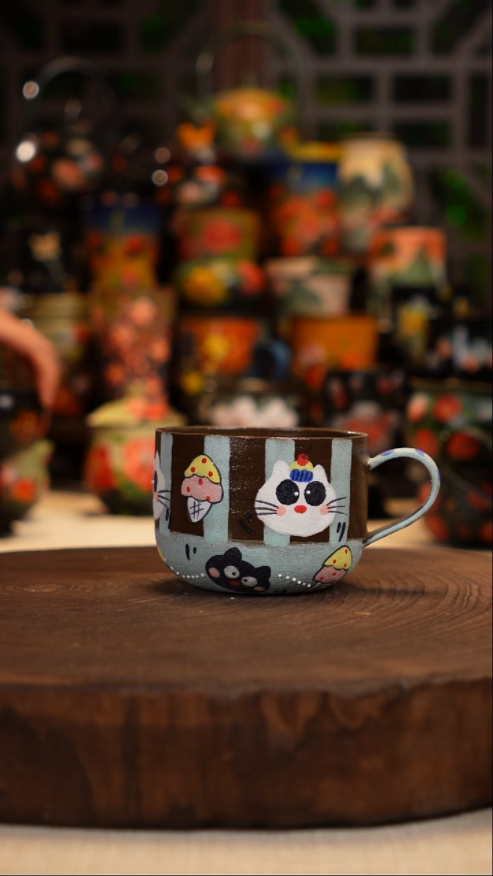  油画  釉下彩 杯子