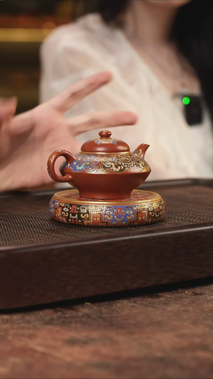 茶壶紫砂珐琅合欢