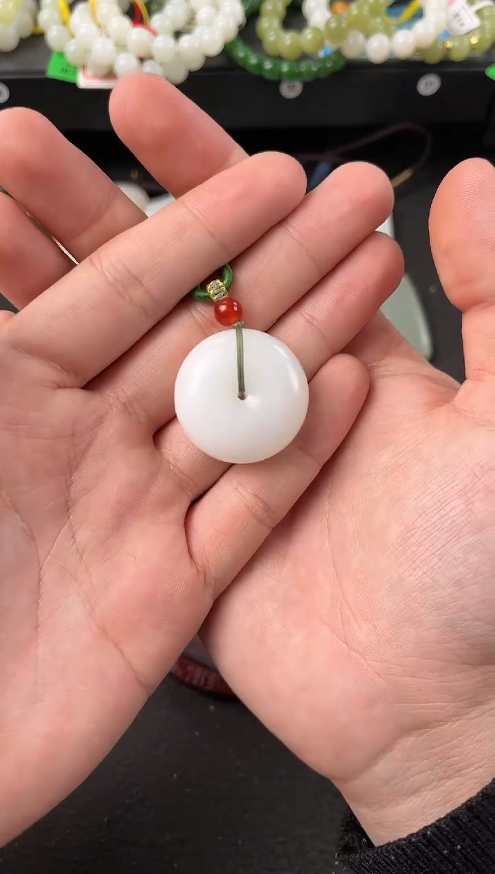 【闪购商品】和田玉平安扣未镶嵌且末天泰白玉平安扣微色差