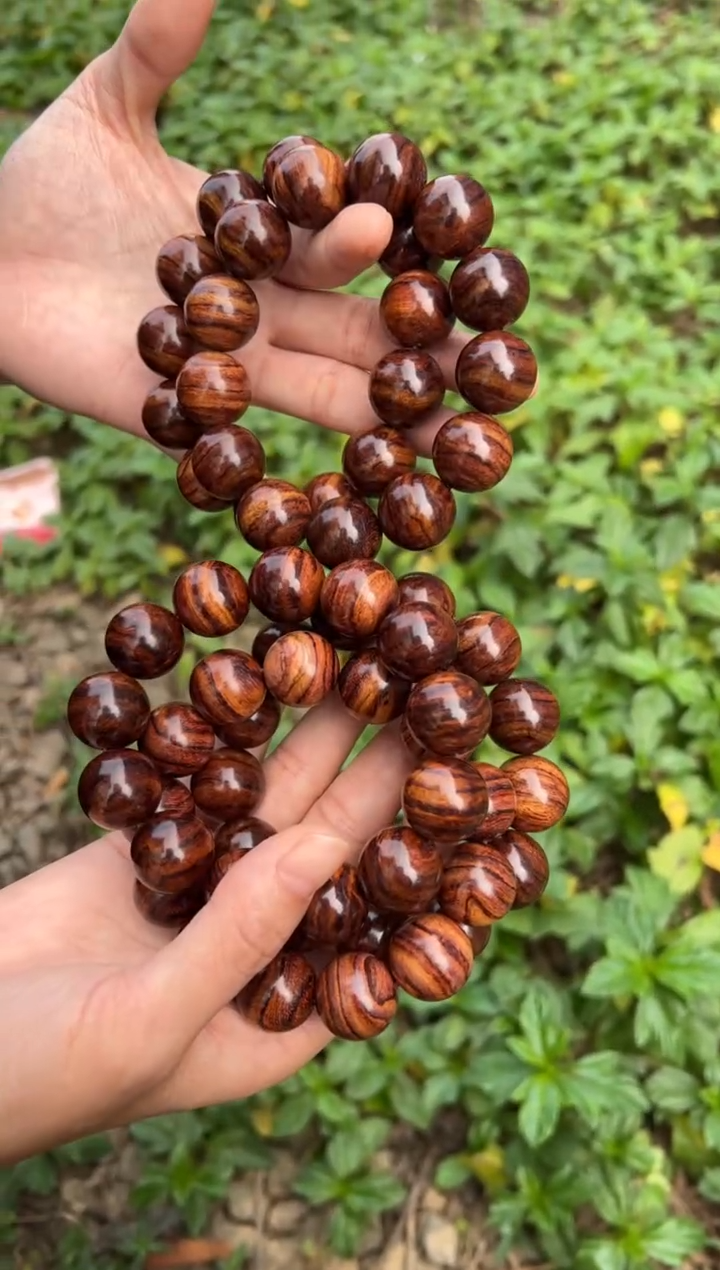 黄花梨/降香黄檀A014虎皮纹1.8圆珠手串128多样性发一