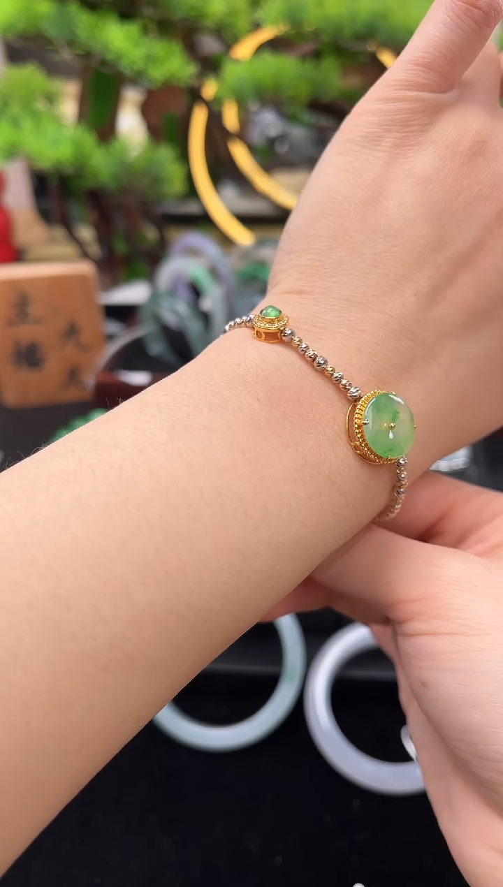 18K金镶嵌手链翡翠手链