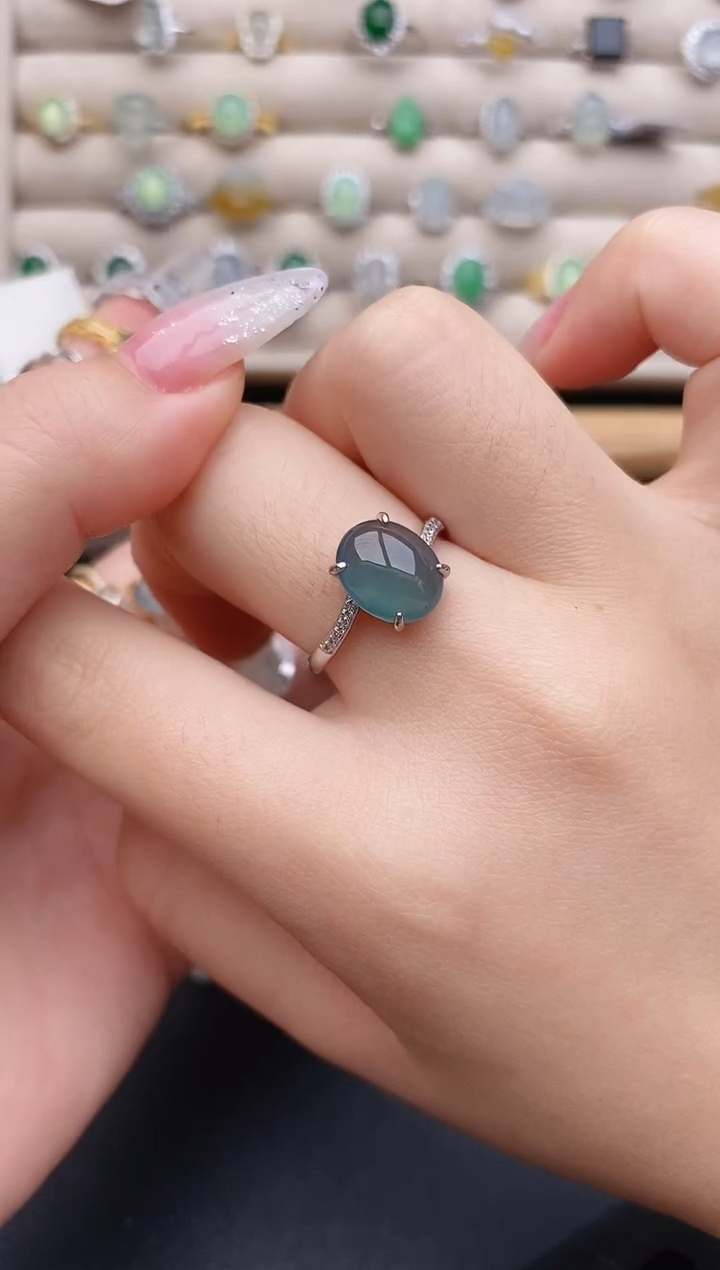 银S925镶嵌戒指翡翠0