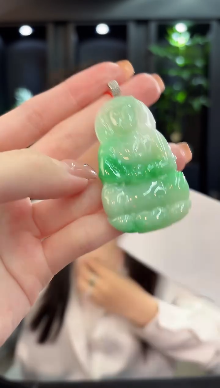 吊坠(不含链)18K金镶嵌翡翠  缅甸A货/支持复检/一件