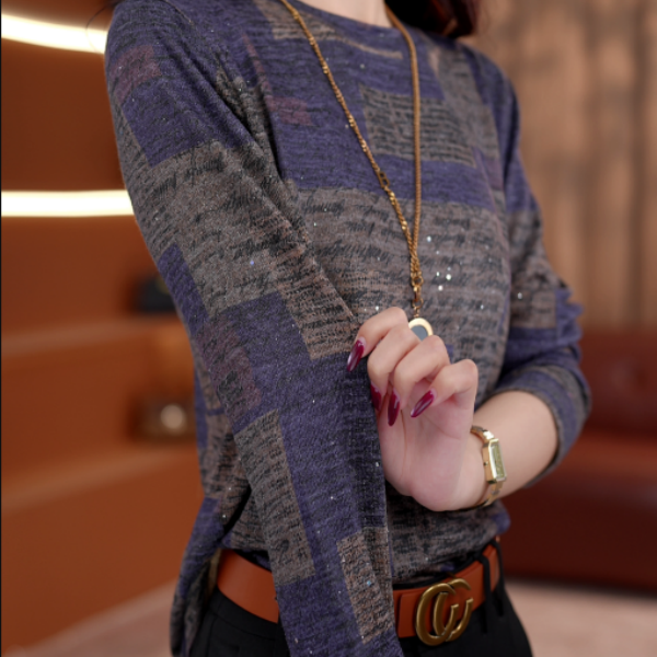 FZ615风禾藤起2025新款圆领高端小衫保暖套头时髦长袖上衣打底衫