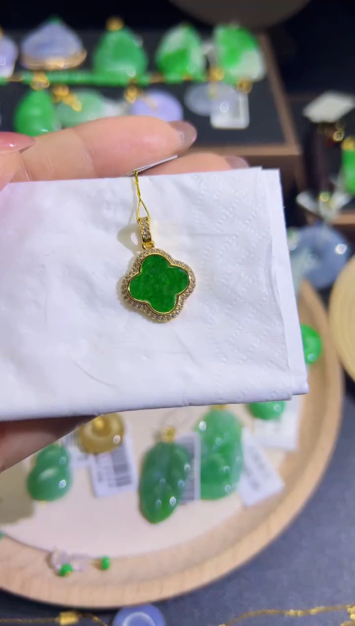 【闪购商品】翡翠颈饰银S925镶嵌Q缅料A货翡翠/支持复检/一件