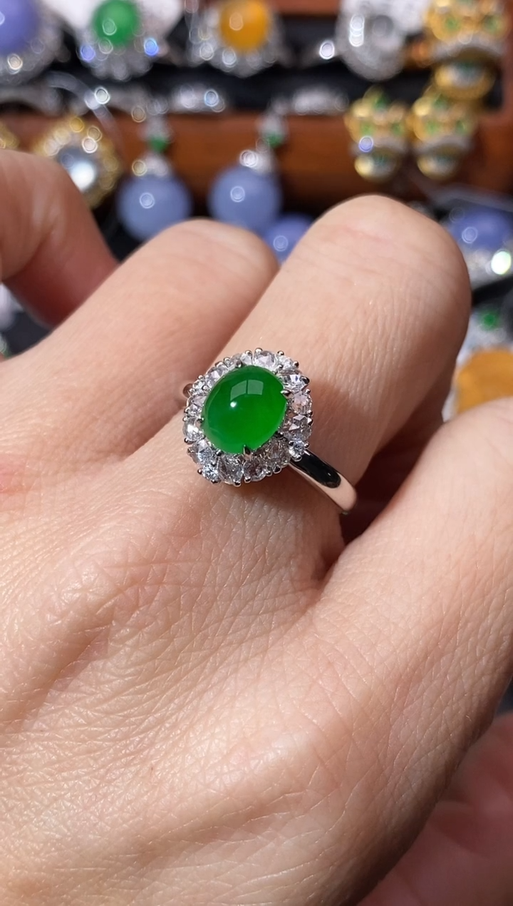 【闪购商品】翡翠戒指18K金镶嵌戒指