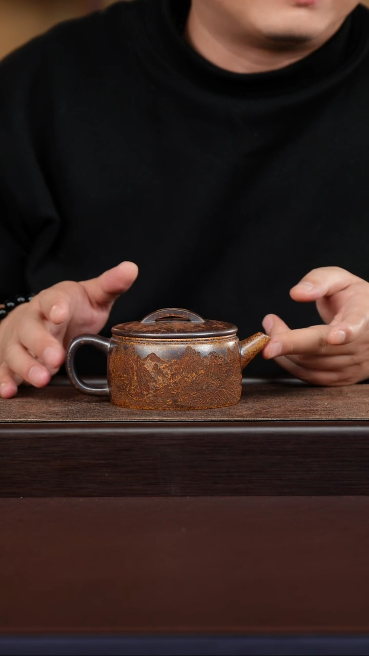 茶壶紫砂08柴烧汉瓦壶