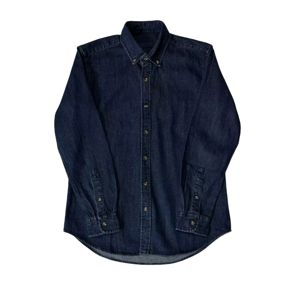 杂款男士时尚百搭潮流复古水洗深蓝休闲牛仔长袖衬衫（直播间过款）