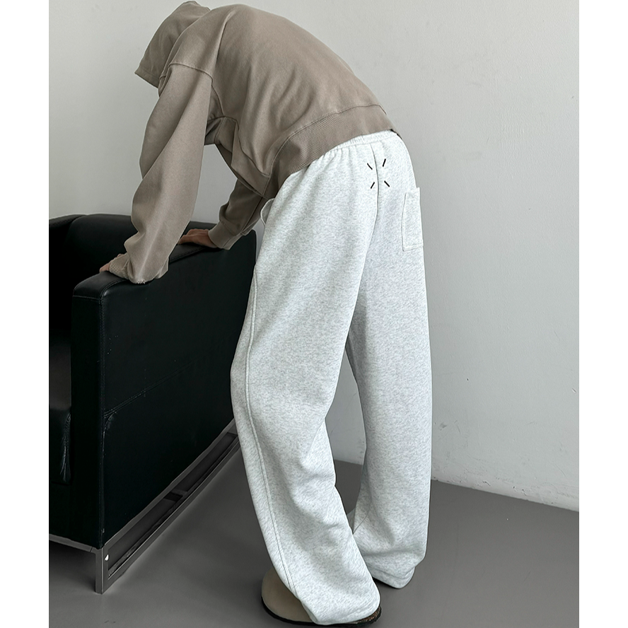 美式休闲秋冬加绒加厚直筒宽松口粮卫裤净版男女情侣百搭休闲长裤