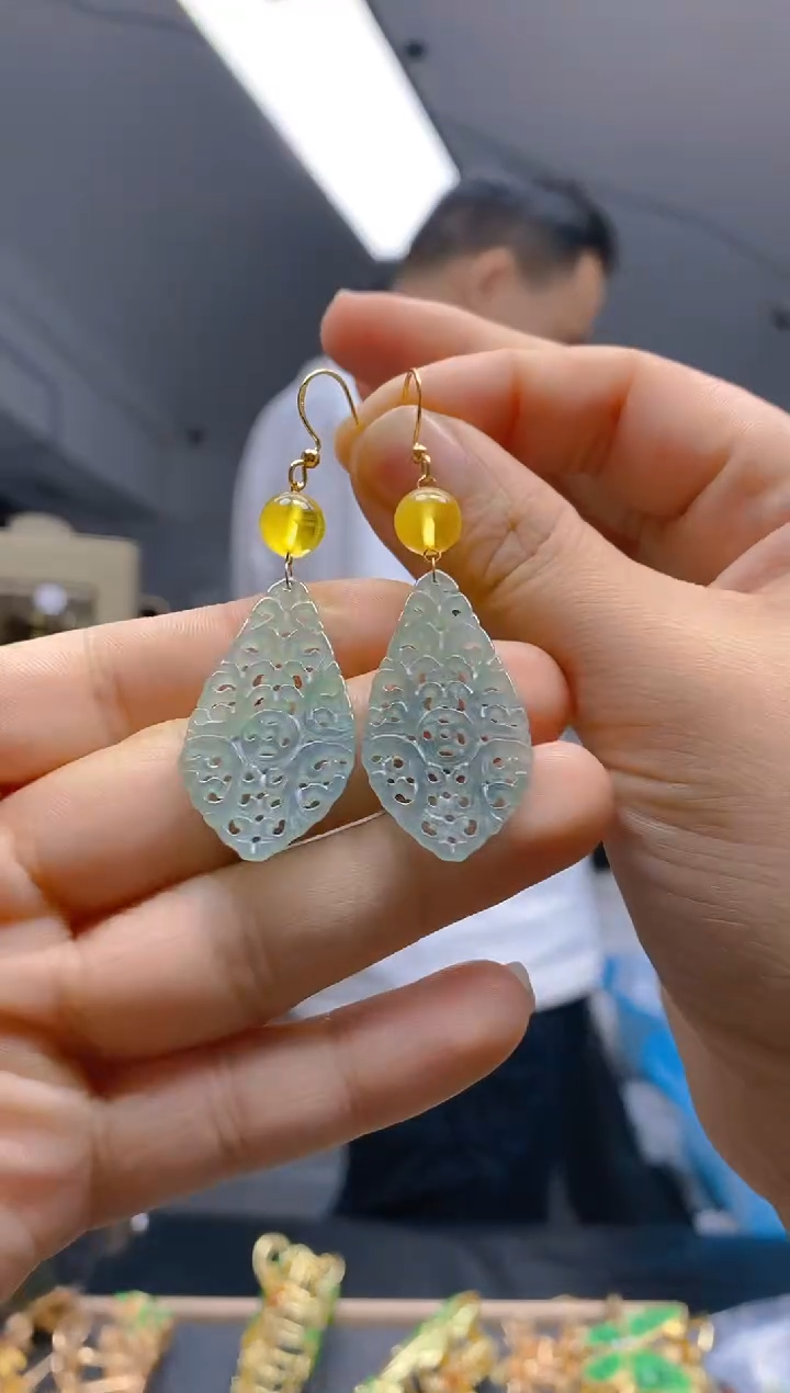 【闪购商品】翡翠耳饰合金215翡翠耳钩