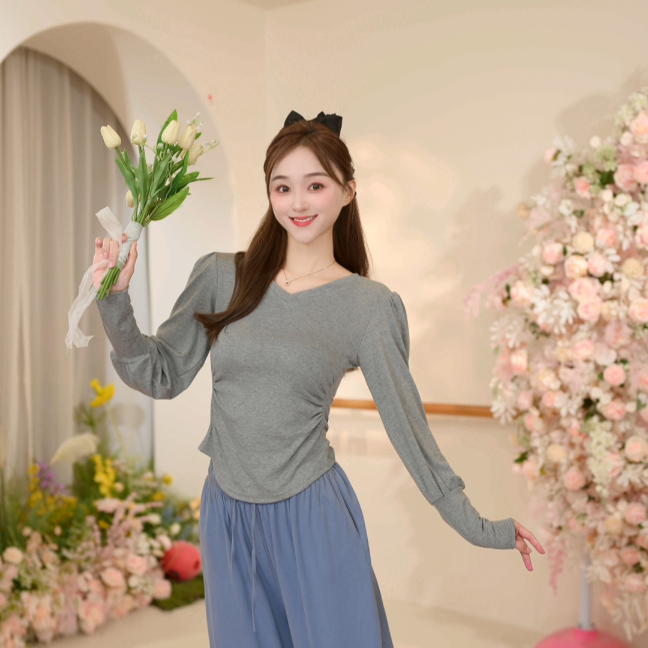 3219 D舞蹈服女现代形体练功跳舞专用成人秋冬款百搭日常长袖上衣